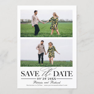 Stilfull Wedding Save The Date 2 Foto Collage Inbjudningar