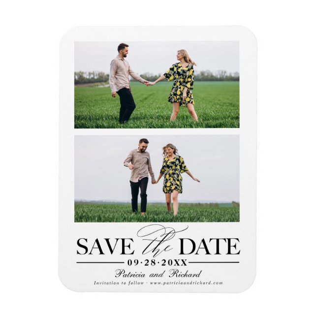 Stilfull Wedding Save The Date 2 Foto Collage Magnet (Vertikal)