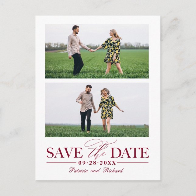 Stilfull Wedding Save The Date 2 Foto Vykort (Framsida)