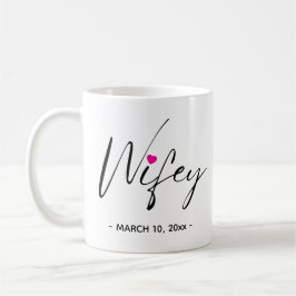 Stilfull Wifey med bröllopsdatum kaffemugg