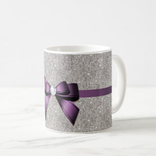 Stilfulla Glitzy Sequins, lilapilbåge & band Kaffemugg