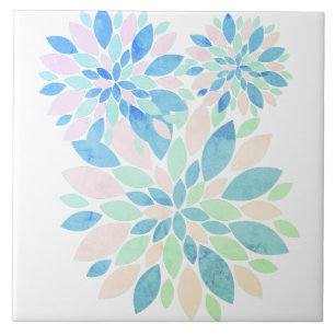 Stilfulla pastella färger blomblad kakelplatta