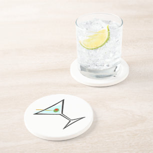 Stilfulla Retro Martini och grön oliv med Underlägg Sandsten