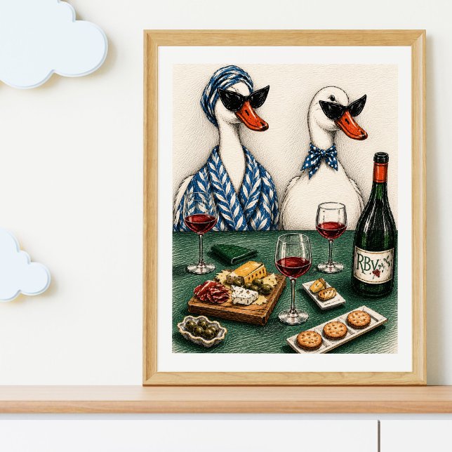 Stilfullt Ankorpar | Vin Och Ost Konst Poster (Skapare uppladdad)