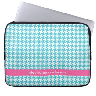 Stilfullt AquaHoundstooth mönster Laptop Sleeve