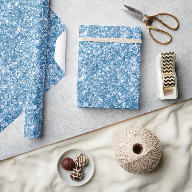 Stilfullt babyblått skimrande glitter glamourmönst presentpapper (Hantverk)
