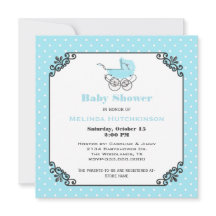 Stilfullt babyboy Polka Dot Bebis Shower Inbjudan