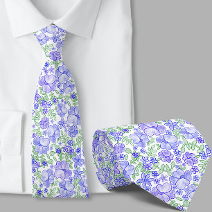 Stilfullt blått blommönstrat slips