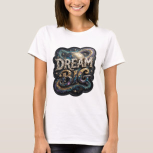 Stilfullt DREAM BIG-utskrift i guld T Shirt