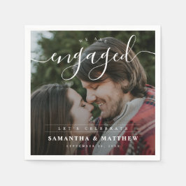 Stilfullt Elegant Par Foto Förlovningsfest Pappersservett