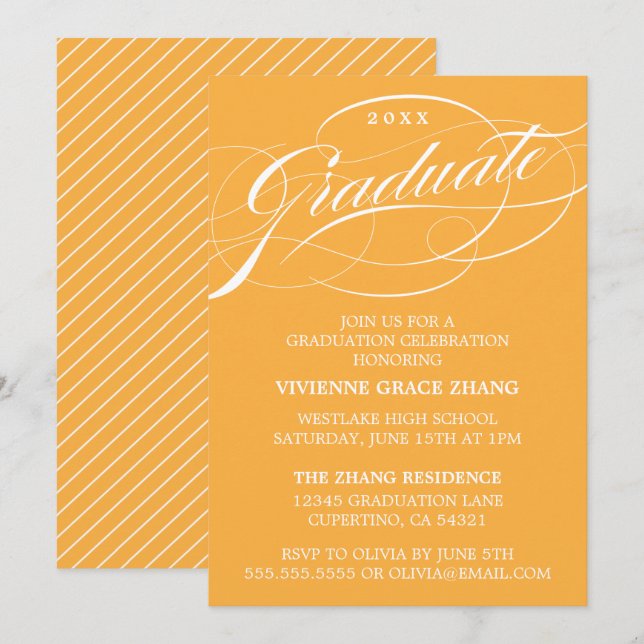 STILFULLT ELEGANT SKRIPT EXAMENSFIRANDE PARTY-INBJ INBJUDNINGAR (Fram/baksida)