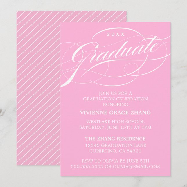 STILFULLT ELEGANT SKRIPT EXAMENSFIRANDE PARTY-INBJ INBJUDNINGAR (Fram/baksida)