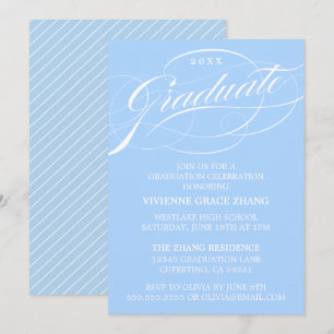 STILFULLT ELEGANT SKRIPT EXAMENSFIRANDE PARTY INVI INBJUDNINGAR