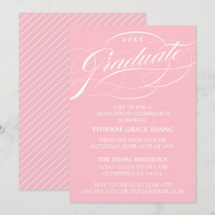 STILFULLT ELEGANT SKRIPT EXAMENSFIRANDE PARTY INVI INBJUDNINGAR