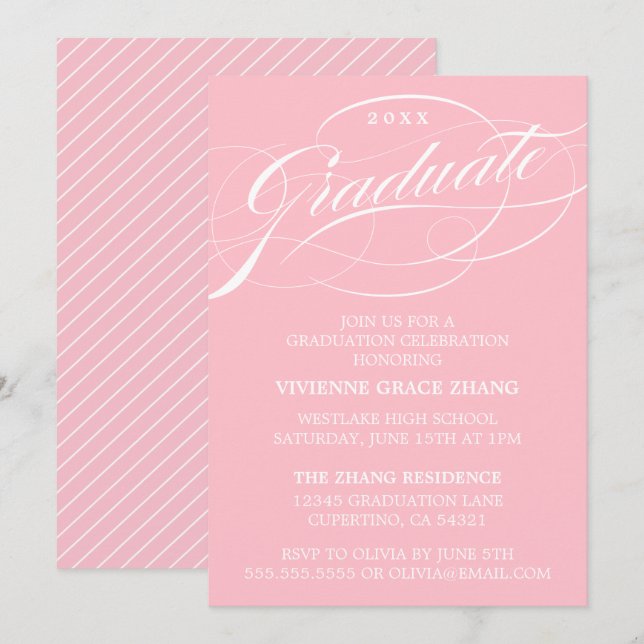STILFULLT ELEGANT SKRIPT EXAMENSFIRANDE PARTY INVI INBJUDNINGAR (Fram/baksida)