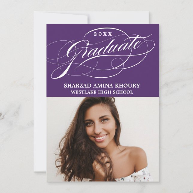 STILFULLT ELEGANTA SKRIFT 2 EXAMENSFIRANDE INVITAT INBJUDNINGAR (Framsida)