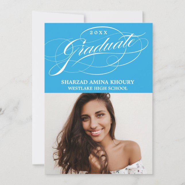 STILFULLT ELEGANTA SKRIFT 2 EXAMENSFIRANDE INVITAT INBJUDNINGAR (Framsida)