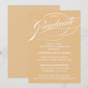 STILFULLT ELEGANTA SKRIFT GRADUATE FEST INVITATION INBJUDNINGAR
