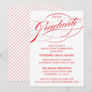 STILFULLT ELEGANTA SKRIFT GRADUATE FEST INVITATION INBJUDNINGAR