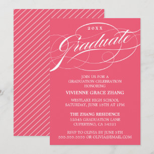 STILFULLT ELEGANTA SKRIFT GRADUATE FEST INVITATION INBJUDNINGAR