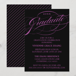 STILFULLT ELEGANTA SKRIFT GRADUATE FEST INVITATION INBJUDNINGAR