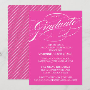 STILFULLT ELEGANTA SKRIFT GRADUATE FEST INVITATION INBJUDNINGAR