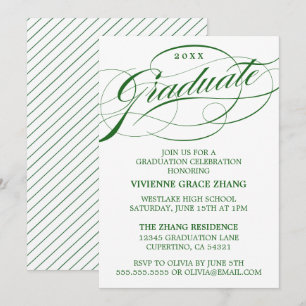 STILFULLT ELEGANTA SKRIFT GRADUATE FEST INVITATION INBJUDNINGAR