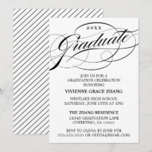 STILFULLT ELEGANTA SKRIFT GRADUATE FEST INVITATION
