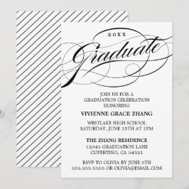 STILFULLT ELEGANTA SKRIFT GRADUATE FEST INVITATION INBJUDNINGAR