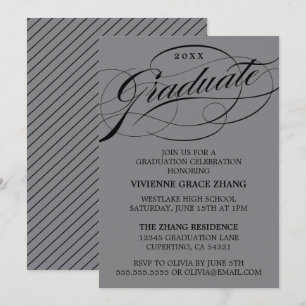 STILFULLT ELEGANTA SKRIFTEXAMEN FEST INVITATION INBJUDNINGAR