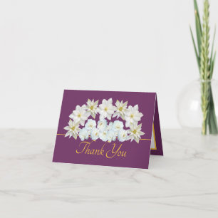 Stilfullt Eleganta Vita Klematis och Rosor Tack Kort