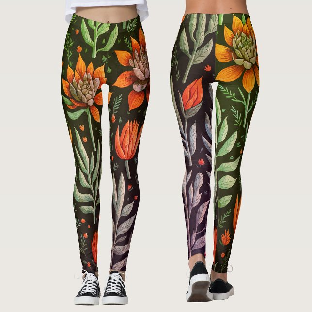 Stilfullt färgglatt trädgårdssucculent blomster mö leggings (Skapare uppladdad)