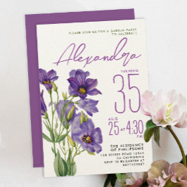Stilfullt feminint lila violetta blommor botanisk inbjudningar