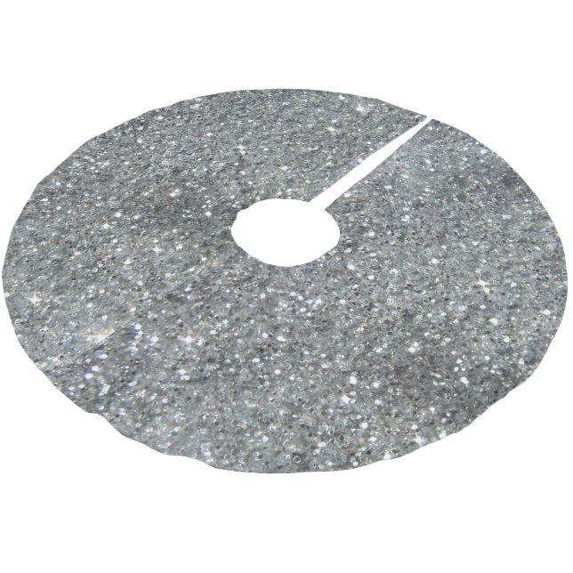 Stilfullt foto för silverglitterGlitz Julgransmatta Borstad Polyester (Vinklad)