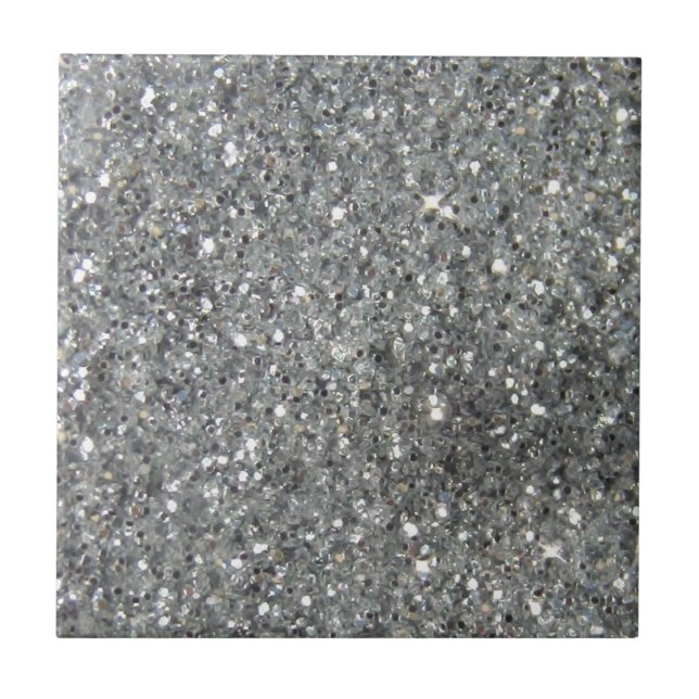 Stilfullt foto för silverglitterGlitz Kakelplatta (Framsidan)