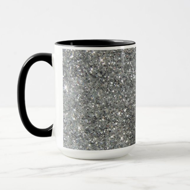 Stilfullt foto för silverglitterGlitz Mugg (Vänster)
