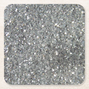 Stilfullt foto för silverglitterGlitz Underlägg Papper Kvadrat