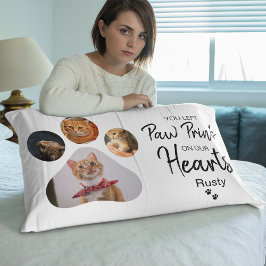 Stilfullt fotokollage med tassavtryck - Minne L Lumbarkudde