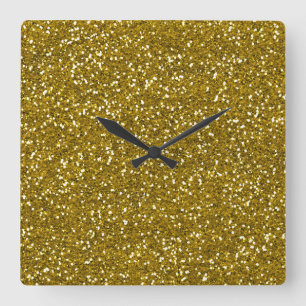 Stilfullt glitterguld fyrkantig klocka