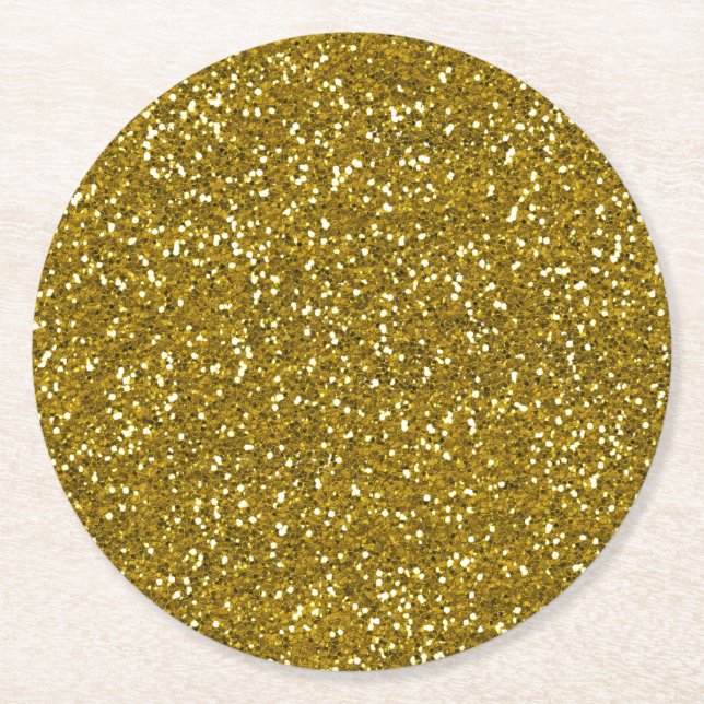 Stilfullt glitterguld underlägg papper rund (Framsidan)