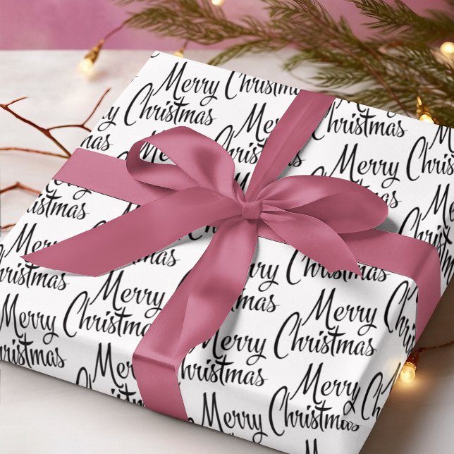 Stilfullt God Jul Hälsning Önskar På Vit Presentpapper (Skapare uppladdad)