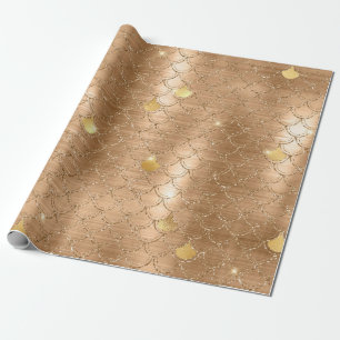 Stilfullt guld glitter sjöjungfru fiskfjäll mönste presentpapper