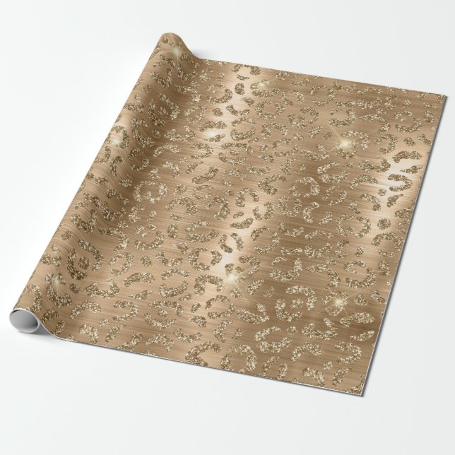 Stilfullt guld glitter vilda leopardfläckar mönste presentpapper (Utrullad)