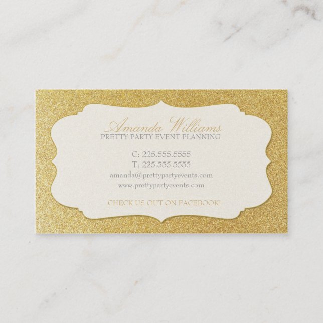 Stilfullt guld- glitter visitkort (Framsida)