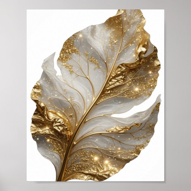 Stilfullt guld GYLLENE BLAD Tryck (Framsidan)