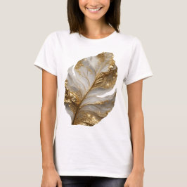 Stilfullt guld GYLLENE BLAD Tryck T Shirt
