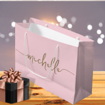 Stilfullt Guld Monogram Namn Script Rosabladrosa