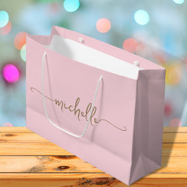 Stilfullt Guld Monogram Namn Script Rosabladrosa