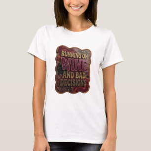 Stilfullt Guld SPRINGER PÅ VIN OCH DÅLIGA BESLUT T Shirt