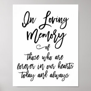 Stilfullt handskrivet 'In loving memory'-skylt Poster